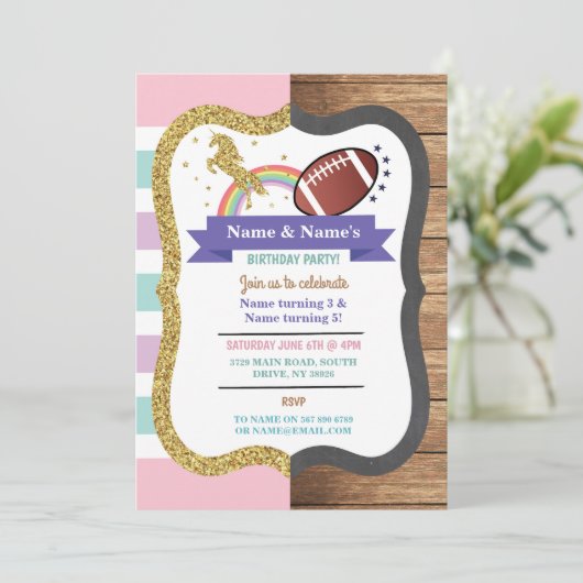 Eenhoorn & Voetbal Feestelijke Verjaardag Jongen M Kaart (Staand voorkant)