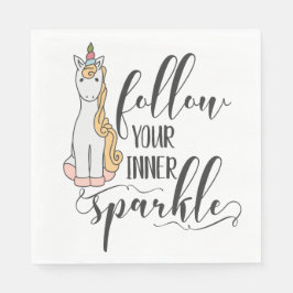 Eenhoorn Volg Je Innerlijke Glans (Kleur) Feest Servet