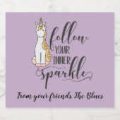 Eenhoorn Volg je innerlijke sparkle (kleur) party Likeurfles Etiket (Enkel label)