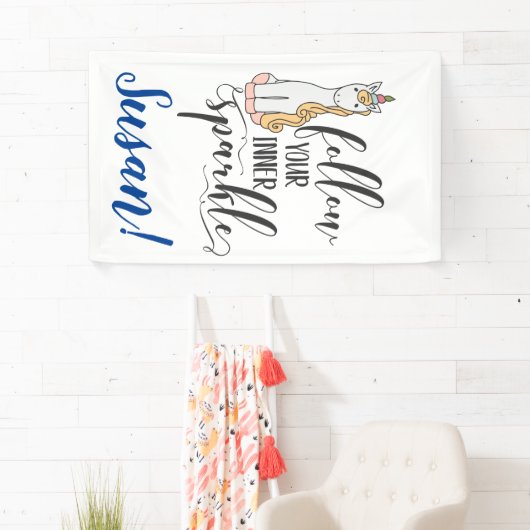 Eenhoorn Volg je innerlijke sparkle (kleur) party Spandoek (Insitu)