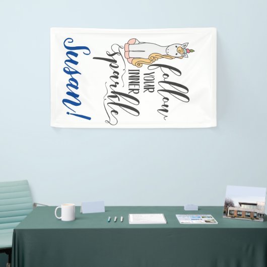 Eenhoorn Volg je innerlijke sparkle (kleur) party Spandoek (Beurs)