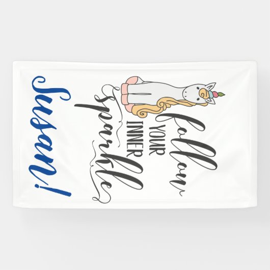Eenhoorn Volg je innerlijke sparkle (kleur) party Spandoek (Horizontaal)