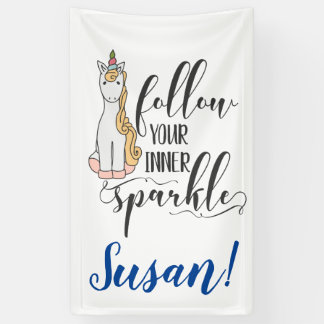 Eenhoorn Volg je innerlijke sparkle (kleur) party Spandoek