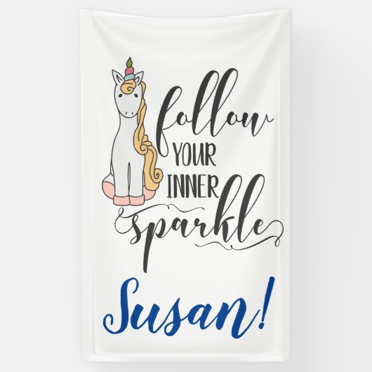 Eenhoorn Volg je innerlijke sparkle (kleur) party Spandoek (Verticaal)