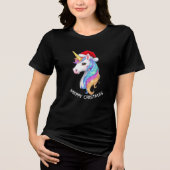 Eenhoorn vrolijk kerst ontwerp Tri-Blend shirt (Voorkant)