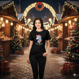 Eenhoorn vrolijk kerst ontwerp Tri-Blend shirt