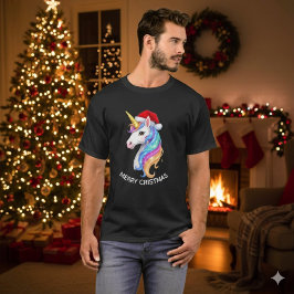 Eenhoorn vrolijk kerstontwerp t-shirt