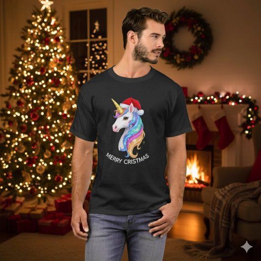 Eenhoorn vrolijk kerstontwerp t-shirt