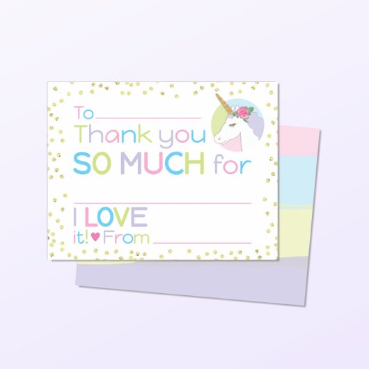 Eenhoorn Vul in de lege briefpapier Dank u Notitiekaartje