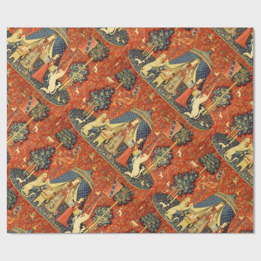 Eenhoorn Wandtapijten Lady Legend Middeleeuws Cadeaupapier (Vlak)