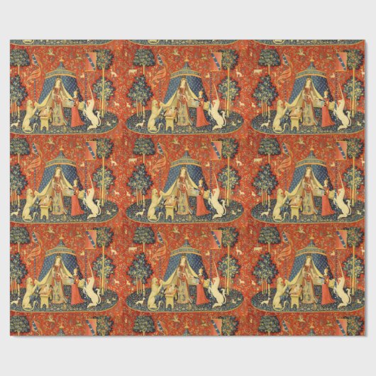 Eenhoorn Wandtapijten Lady Legend Middeleeuws Cadeaupapier (Vlak)