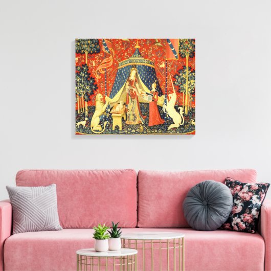 Eenhoorn Wandtapijten Lady Legend Middeleeuws Canvas Afdruk (Insitu (Woonkamer))