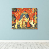 Eenhoorn Wandtapijten Lady Legend Middeleeuws Canvas Afdruk (Insitu (Houten vloer))