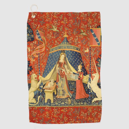 Eenhoorn Wandtapijten Lady Legend Middeleeuws Golfhanddoek (Voorkant)