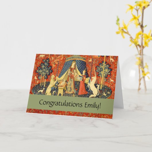 Eenhoorn Wandtapijten Lady Legend Middeleeuws Kaart (Gele Bloem)