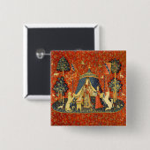 Eenhoorn Wandtapijten Lady Legend Middeleeuws Vierkante Button 5,1 Cm (Voorkant /achterkant)