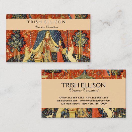 Eenhoorn Wandtapijten Lady Legend Middeleeuws Visitekaartje (Voorkant / Achterkant)