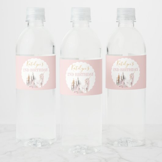 Eenhoorn Waterflesetiket Verjaardag Baby shower Waterfles Etiket (Flessen)