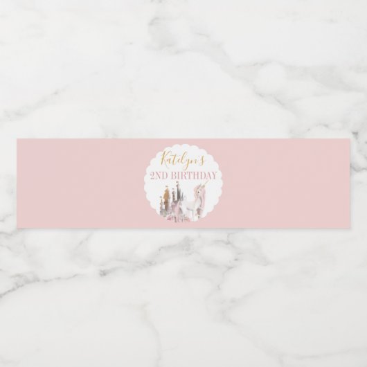 Eenhoorn Waterflesetiket Verjaardag Baby shower Waterfles Etiket (Enkel label)