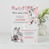 Eenhoorn Waterverf FairyTale Castle Red Rose Kaart (Staand voorkant)