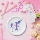Eenhoorn Waterverf gepersonaliseerde eerste verjaa Papieren Bordje (Feest)
