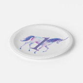 Eenhoorn Waterverf gepersonaliseerde eerste verjaa Papieren Bordje (Gekanteld)