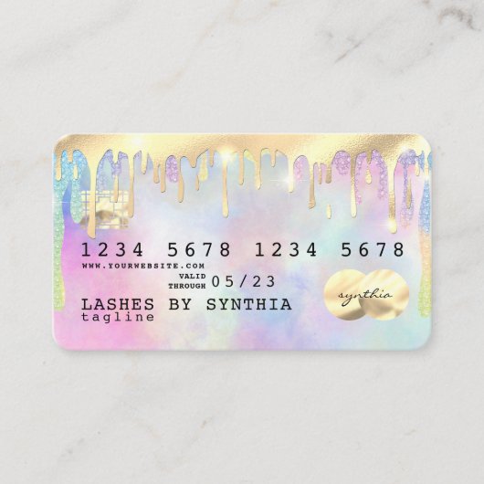 Eenhoorn waterverf glitter druppels Credit Kaart d Visitekaartje (Voorkant)