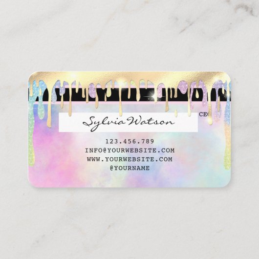 Eenhoorn waterverf glitter druppels Credit Kaart d Visitekaartje (Achterkant)