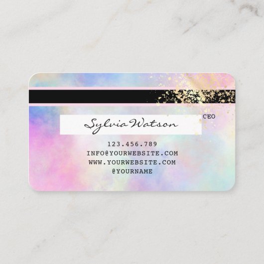 Eenhoorn waterverf gouden splash Credit Kaart Visitekaartje (Achterkant)