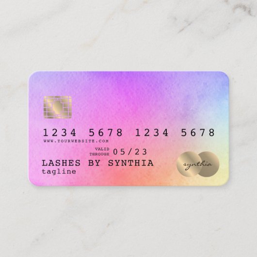 Eenhoorn waterverf kunst Credit Kaart Style Gold Visitekaartje (Voorkant)