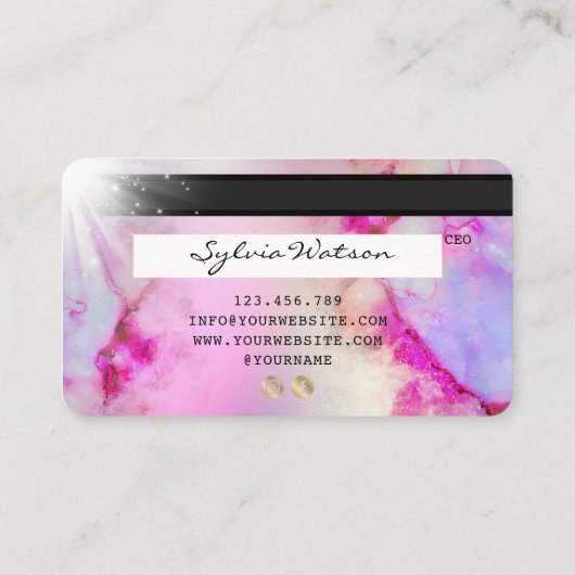 Eenhoorn waterverf kunst Credit Kaart Style Gold Visitekaartje (Achterkant)