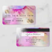 Eenhoorn waterverf kunst Credit Kaart Style silver Visitekaartje (Voorkant / Achterkant)