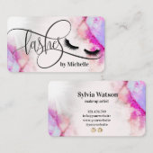 Eenhoorn waterverf make-up artist wimpers visitekaartje (Voorkant / Achterkant)