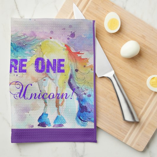 Eenhoorn Waterverf Mannen Paarse Grappig Theedoek (Quarter Fold)