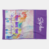 Eenhoorn Waterverf Mannen Paarse Grappig Theedoek (Horizontaal)