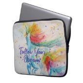 Eenhoorn Waterverf Rainbow Volg je dromen Laptop Sleeve (Voorkant Links)