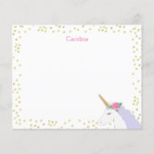 Eenhoorn Waterverf Roze Gouden Dot Meisje's Note K (Voorkant)