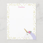 Eenhoorn Waterverf Roze Gouden Dot Meisje's Note K (Voorkant)