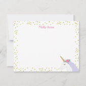 Eenhoorn Waterverf Roze Paarse Gouden Dot Statione Notitiekaartje (Voorkant)