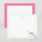 Eenhoorn Waterverf Roze Paarse & Gouden Notitievel (Voorkant / Achterkant)