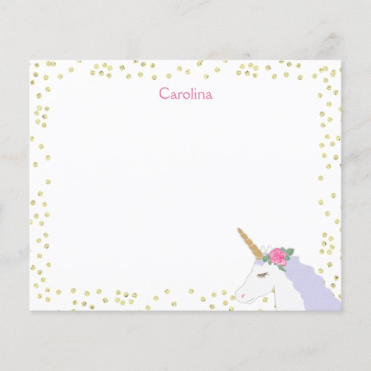 Eenhoorn Waterverf Roze Paarse & Gouden Notitievel (Voorkant)