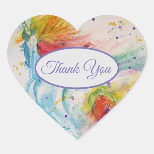 Eenhoorn Waterverf schattig dank je patroonhart Hart Sticker (Voorkant)