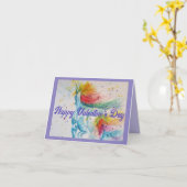 Eenhoorn Waterverf Schilderen Valentijnsdag Kaart (Gele Bloem)