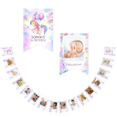 Eenhoorn waterverf verjaardag vlaggetjes