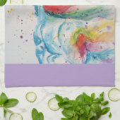 Eenhoorn Waterverf Vrouwen Bord Lavendel Paarse Theedoek (Gevouwen)