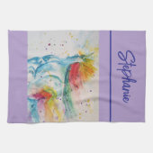 Eenhoorn Waterverf Vrouwen Bord Lavendel Paarse Theedoek (Horizontaal)