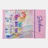 Eenhoorn Waterverf Vrouwen Bord Roze Theedoek (Horizontaal)