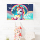 Eenhoorn Welkom bij het verjaardagsbanner feestbor Spandoek (Insitu)