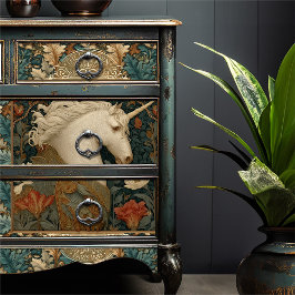 Eenhoorn William Morris Style Botanische Art Nouve Tissuepapier