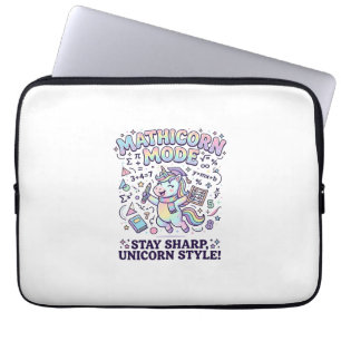 Eenhoorn Wiskundig Mode Charmerend Witte Achtergro Laptop Sleeve